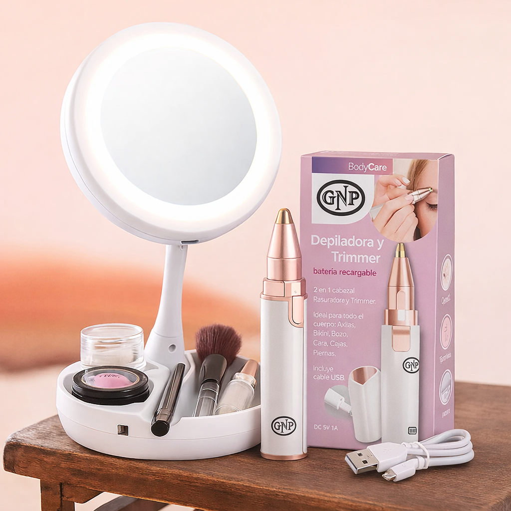 Depilador Facial 2 en 1 + Espejo con Luz LED Bigan™