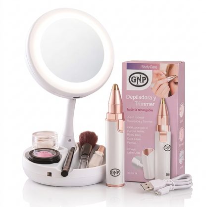 Depilador Facial 2 en 1 + Espejo con Luz LED Bigan™