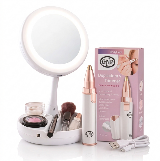 Depilador Facial 2 en 1 + Espejo con Luz LED Bigan™